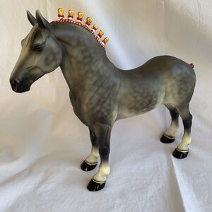 Peter Stone Draft Horse Dapple Gray w 14k Gold Accents Hooves, Bobs & Tail OOAK